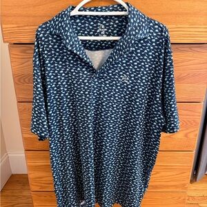 Rhoback Navy and White Patterned Polo Shirt